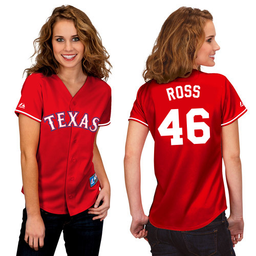 Robbie Ross #46 mlb Jersey-Texas Rangers Women's Authentic 2014 Alternate 1 Red Cool Base Baseball Jersey